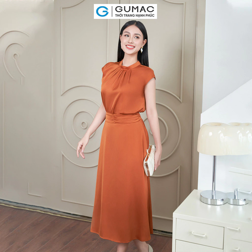 Set lẻ Áo kiểu nữ GUMAC tay liền  AE04010 - Chân váy nữ GUMAC nhún eo  VE04011