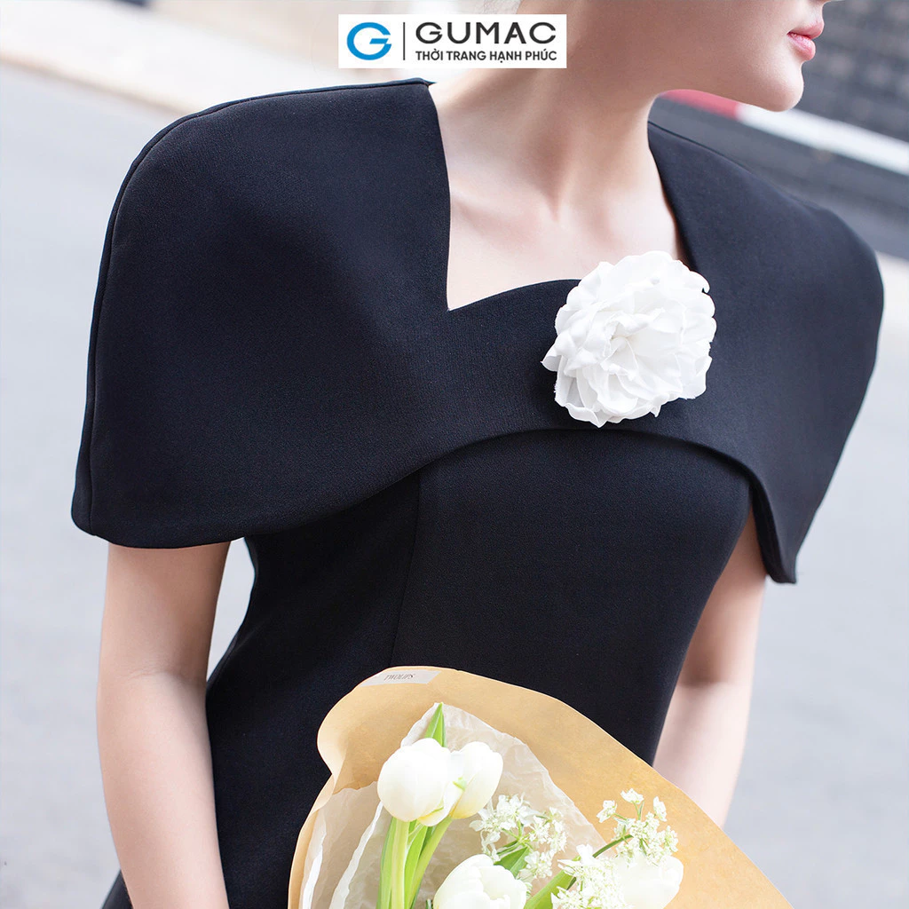 Đầm nữ GUMAC A suông thiết kể kiểu cổ choàng vai vải cao cấp đi tiệc  DE06029