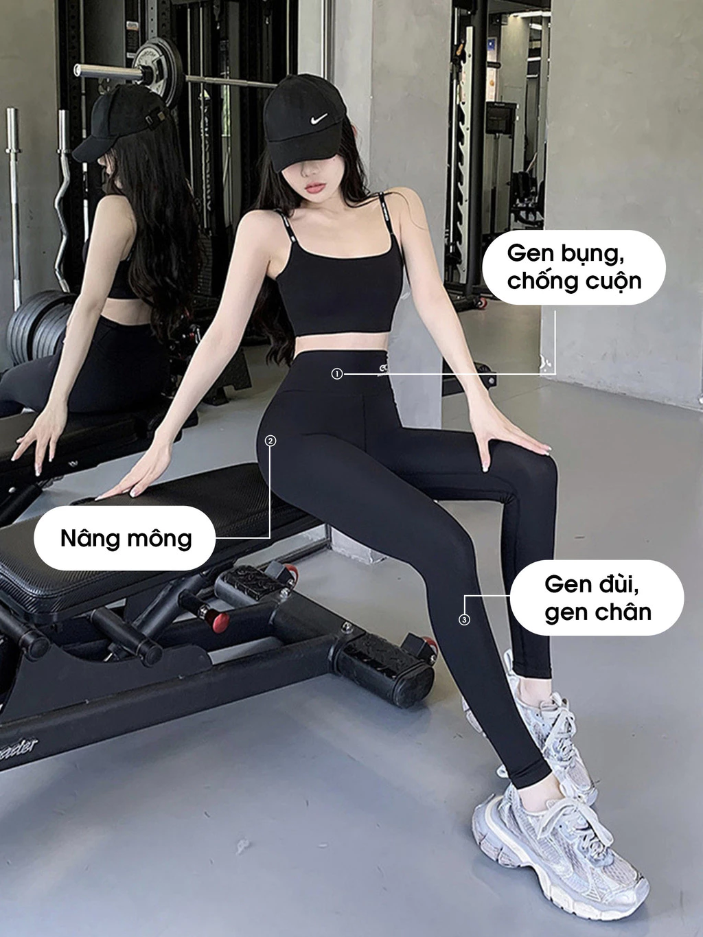 Quần Legging Đùi ECOCHIC A687 Nữ Dài Ngố Cạp Cao Gen Bụng Tập Gym Yoga Su Đúc Nâng Mông New