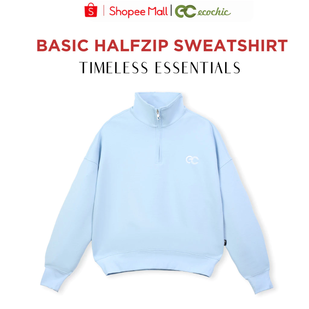 Áo Nỉ Sweater ECOCHIC BASIC HALFZIP Chất Liệu Cao Cấp Công Nghệ Mới VERSION 1 + 2 B092 B189