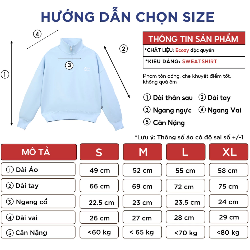 Áo Nỉ Sweater ECOCHIC BASIC HALFZIP Chất Liệu Cao Cấp Công Nghệ Mới VERSION 1 + 2 B092 B189