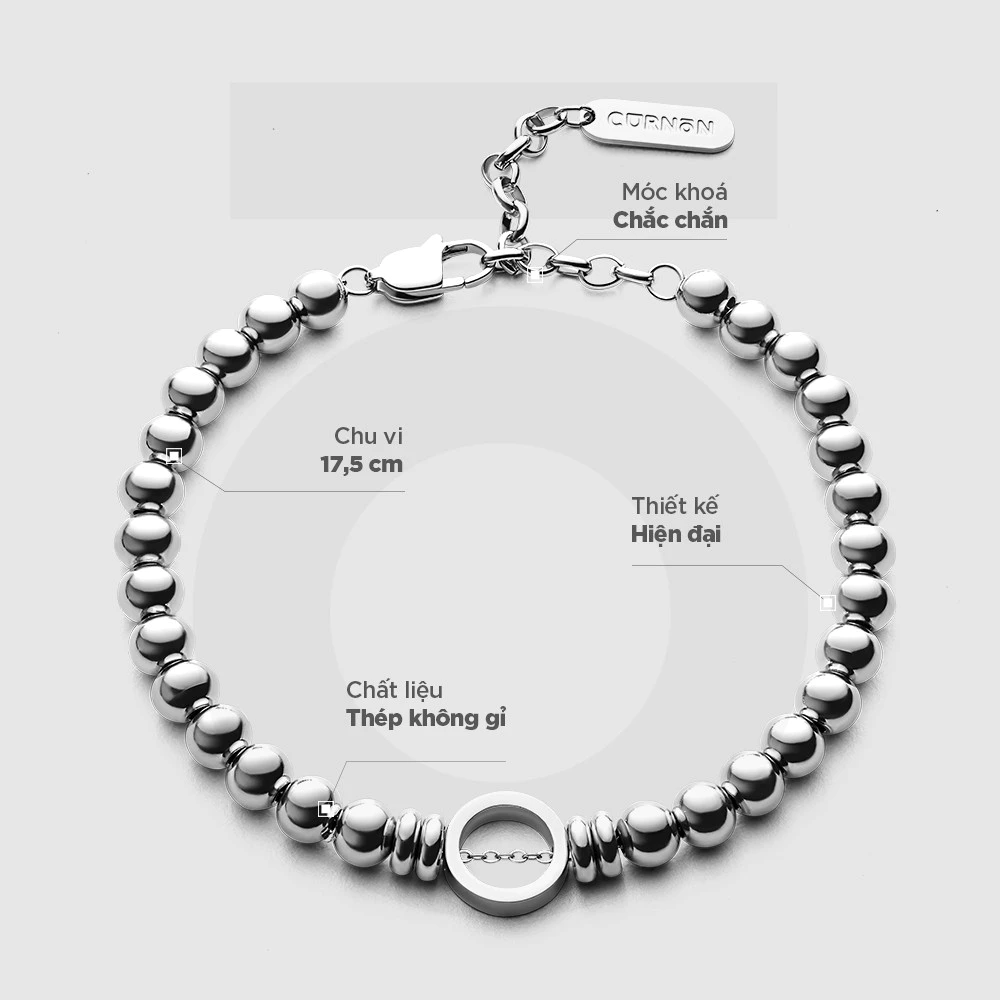 Vòng Tay Nam Curnon Gunnar - Trang Sức Vòng Bi Phong Cách, Tinh Tế - Chất Liệu Thép Không Gỉ - Phù Hợp Mọi Phong Cách