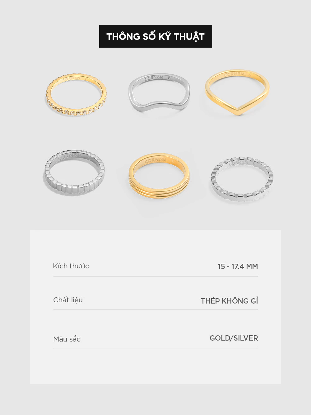 Bộ Sưu Tập Nhẫn Nữ Thời Trang Curnon Lenora Collection - Nhẫn Nữ Thép không gỉ