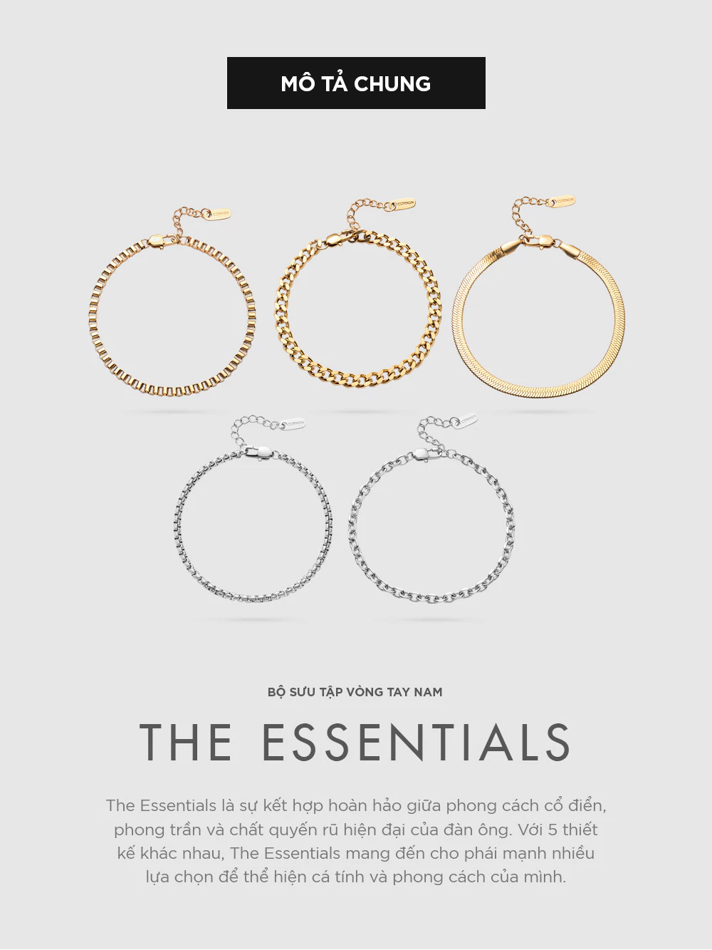 Vòng Tay Nam Curnon Lucas - Bộ Sưu Tập THE ESSENTIALS - Trang Sức Vòng Xích Phong Cách Mạnh Mẽ - Chất Liệu Thép Không Gỉ