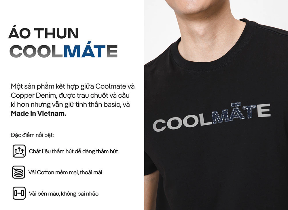 [MUA 2 GIẢM 5%]Áo thun Copper Denim in CoolMÁTe mềm mại thoáng mát Coolmate