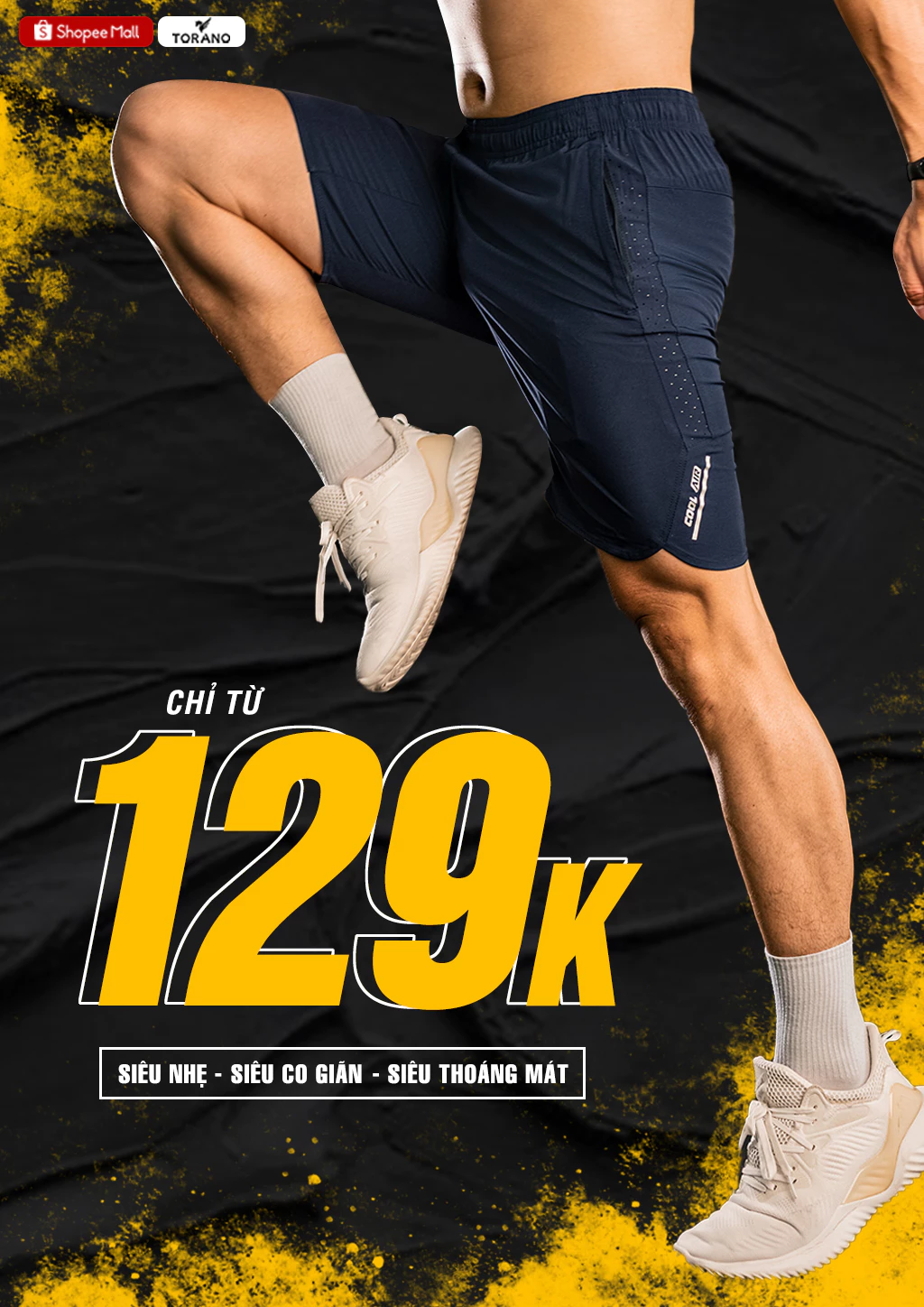 Quần short nam COOL AIR SHORTS TORANO thể thao vải gió, siêu nhẹ, thoải mái BW600