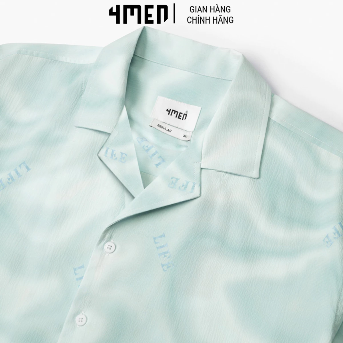 Áo Sơ Mi Nam Trơn In Họa Tiết Form Regular 4MEN SM133 tay ngắn, vải mềm mại, thấm mồ hôi, thoáng mát, trẻ trung, cá tính