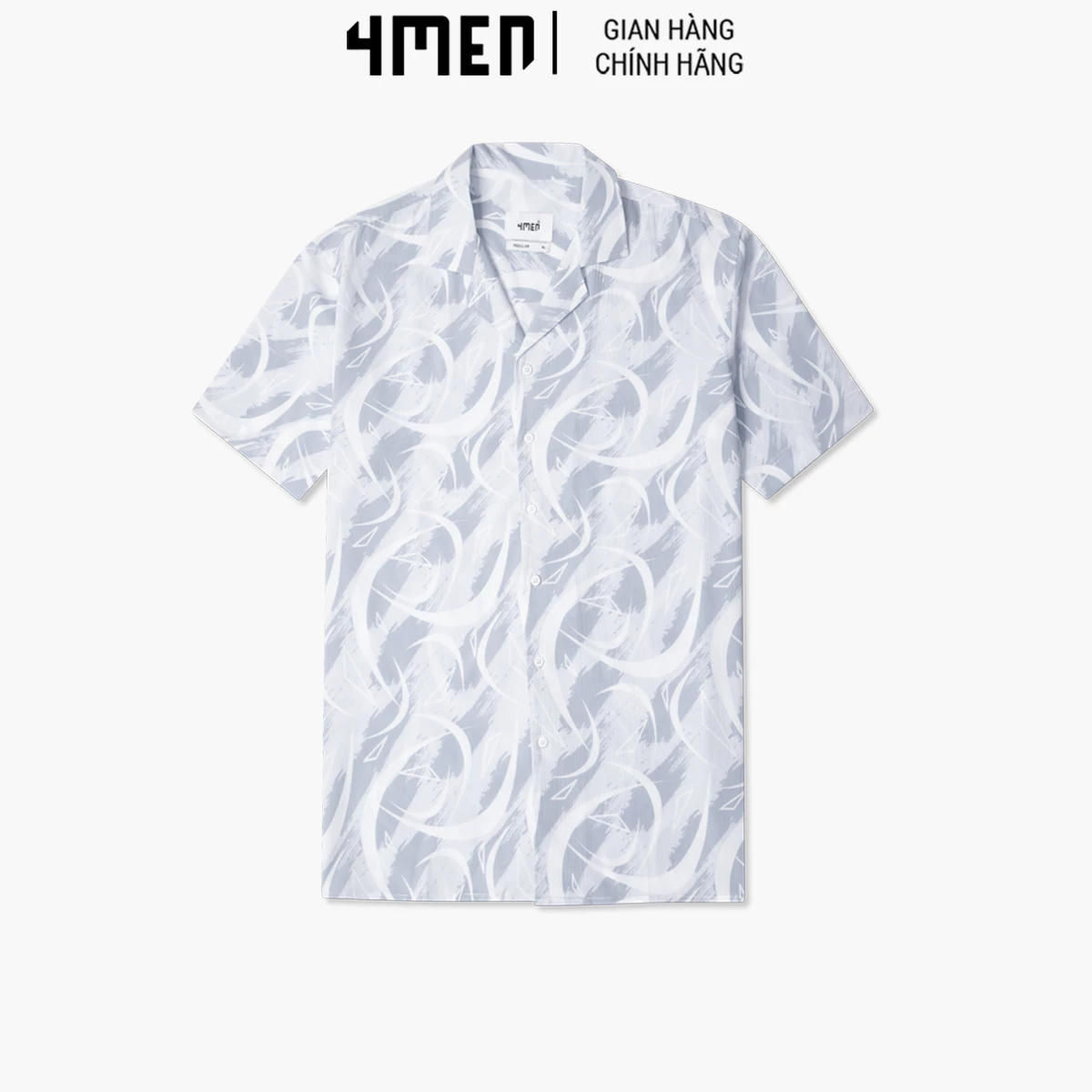 Áo Sơ Mi Nam Trơn In Họa Tiết Form Regular 4MEN SM133 tay ngắn, vải mềm mại, thấm mồ hôi, thoáng mát, trẻ trung, cá tính