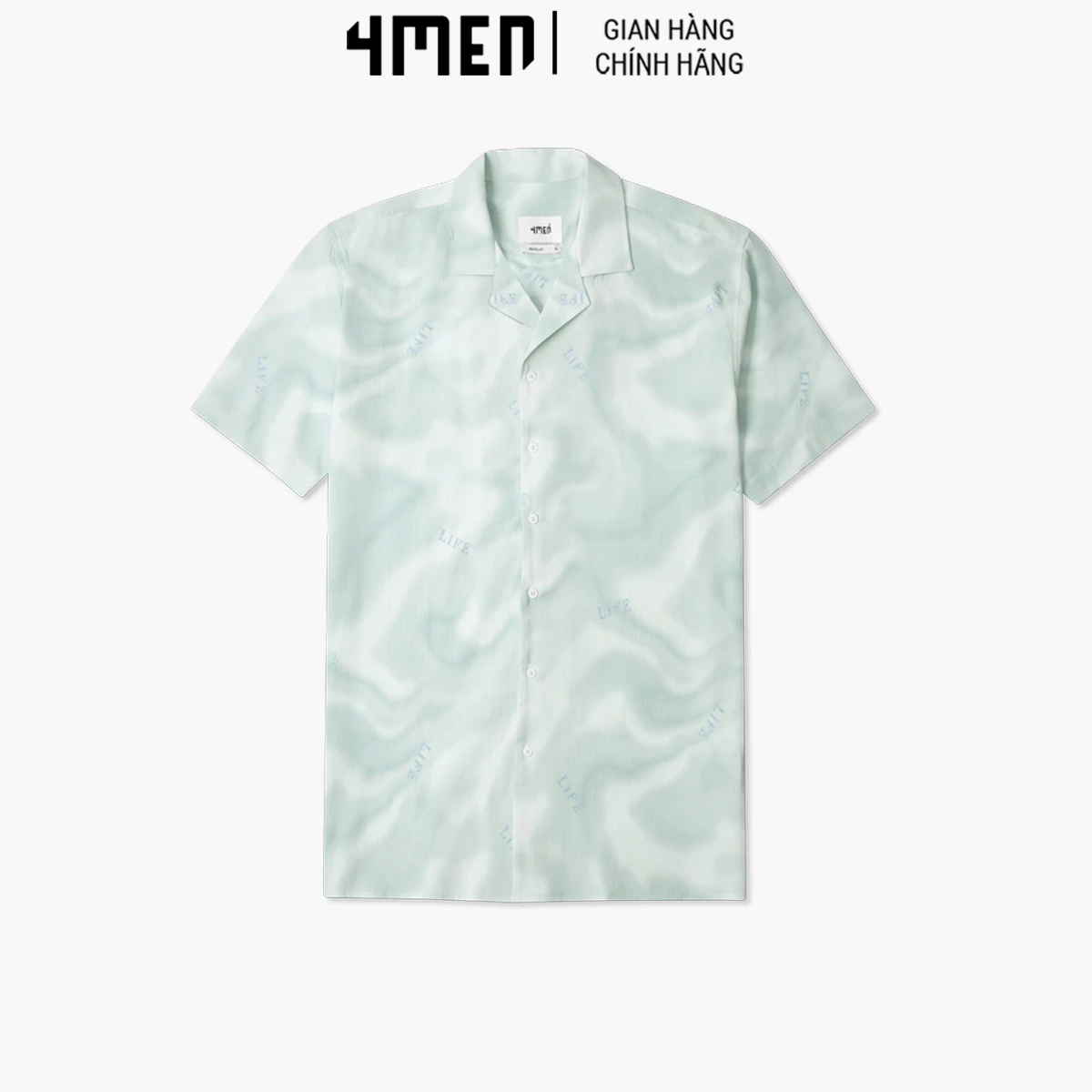 Áo Sơ Mi Nam Trơn In Họa Tiết Form Regular 4MEN SM133 tay ngắn, vải mềm mại, thấm mồ hôi, thoáng mát, trẻ trung, cá tính