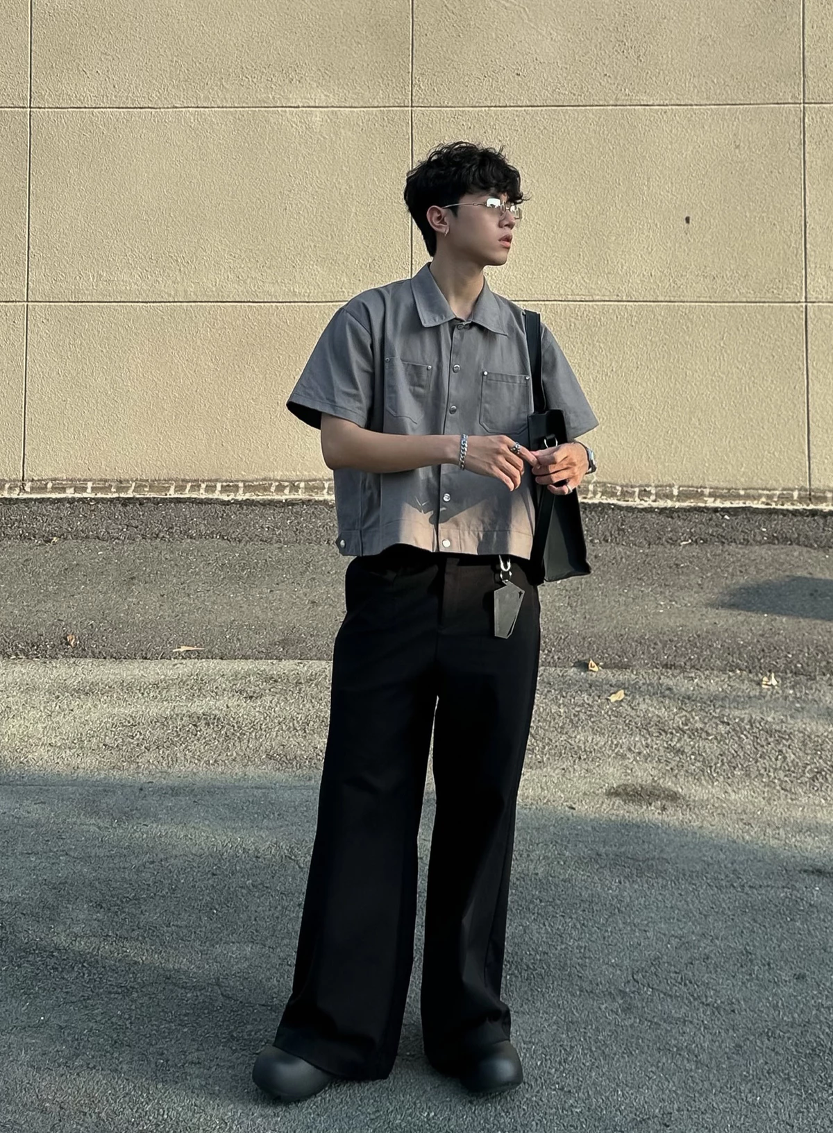 SƠ MI - KAKI- BOXY NGẮN TAY HIDDEN ESSTIAL