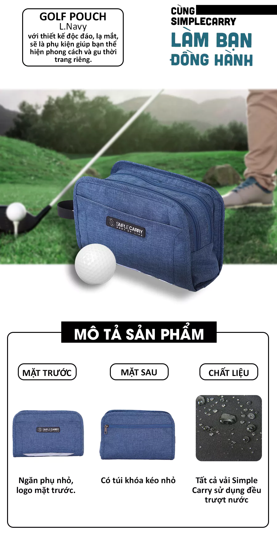 Túi Golf Pouch Cầm Tay SimpleCarry - 골프 파우치 Phụ Kiện Chơi Golf
