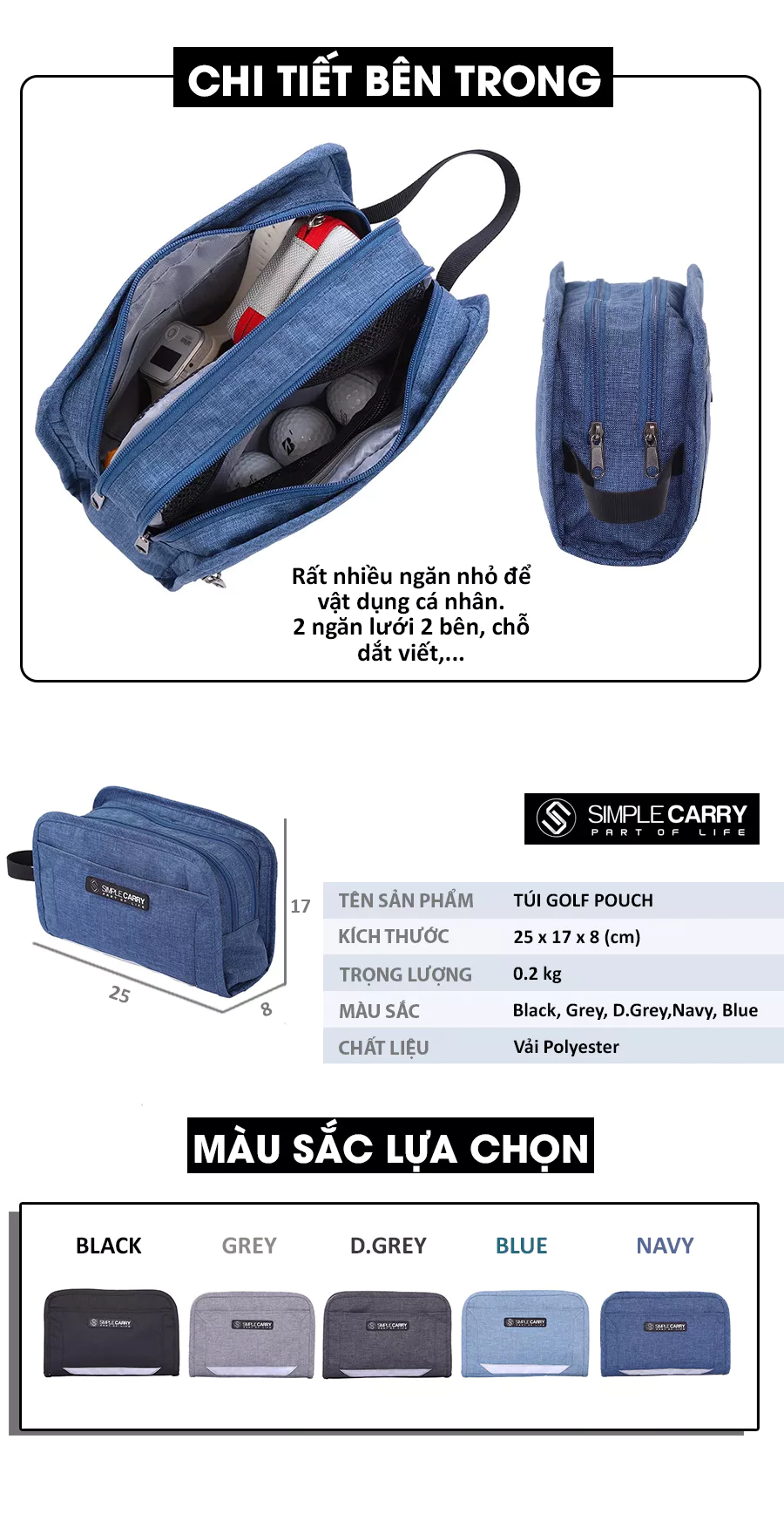 Túi Golf Pouch Cầm Tay SimpleCarry - 골프 파우치 Phụ Kiện Chơi Golf
