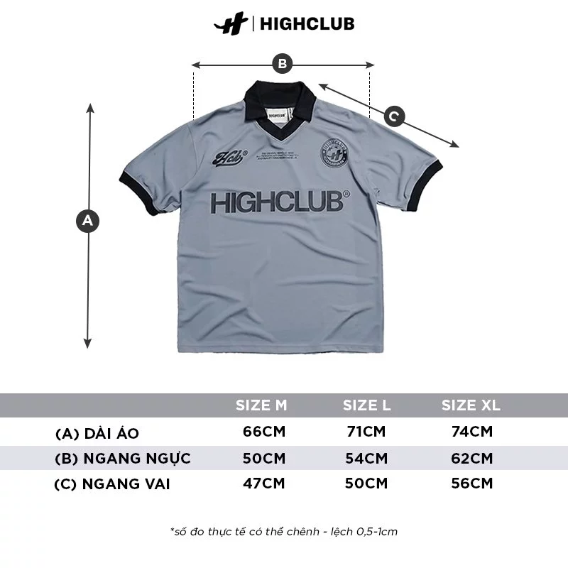 Áo ĐÁ BANH HIGHCLUB JERSEY 8 form OVERSIZE thể thao - UNISEX - HIGHCLUB Chính hãng