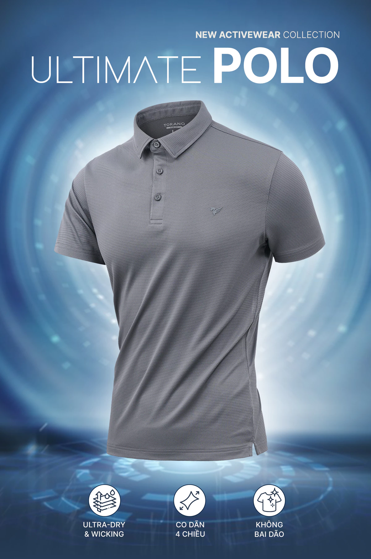 Áo Polo Thể Thao nam ULTIMATE POLO TORANO ngắn trơn phong cách lịch sự nam tính FSTP027
