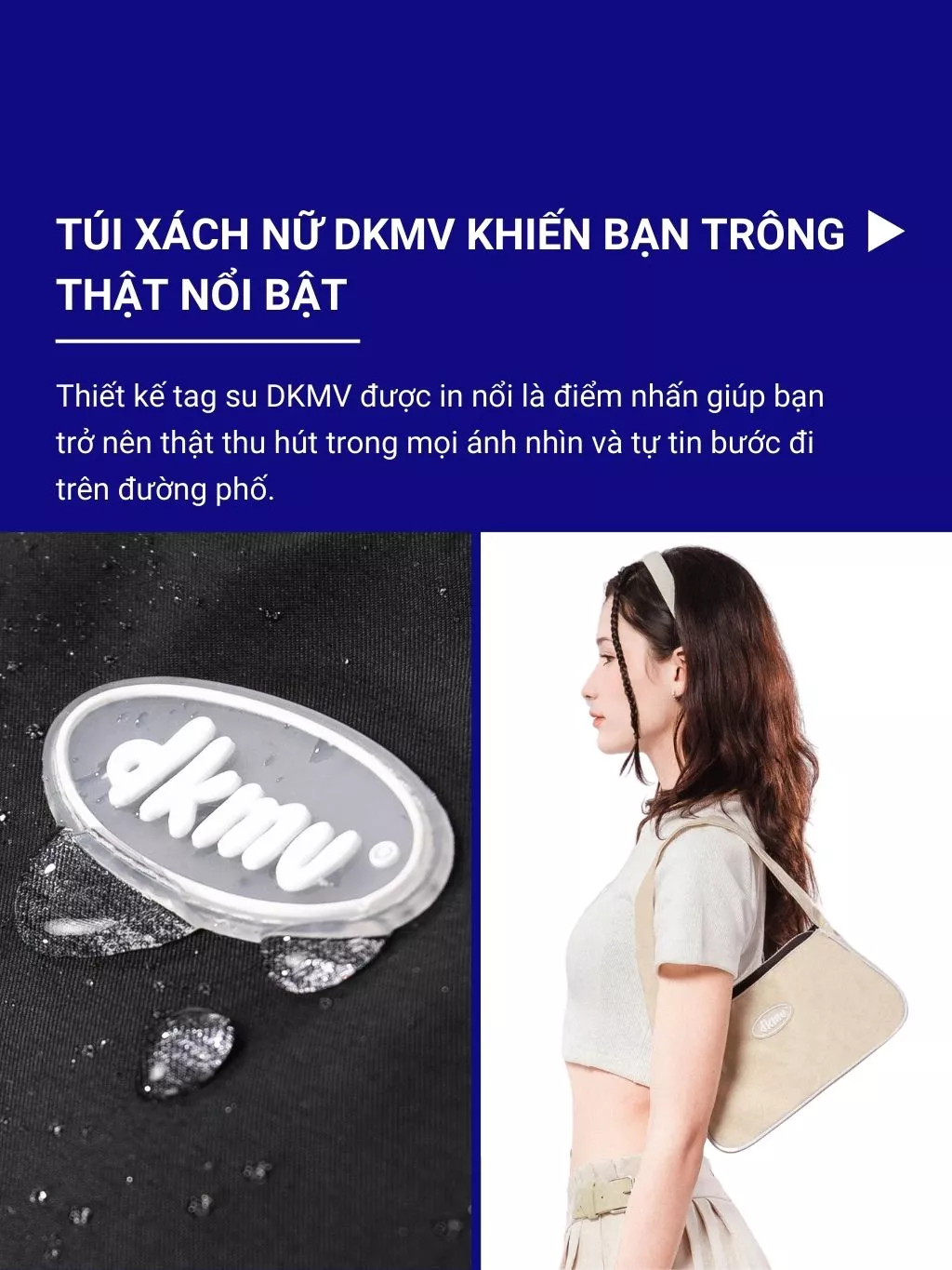 Túi xách nữ đeo chéo kẹp nách DKMV màu đen, kem chất liệu canvas, dù thời trang basic Hobo Bag I K-B08 & K-B31