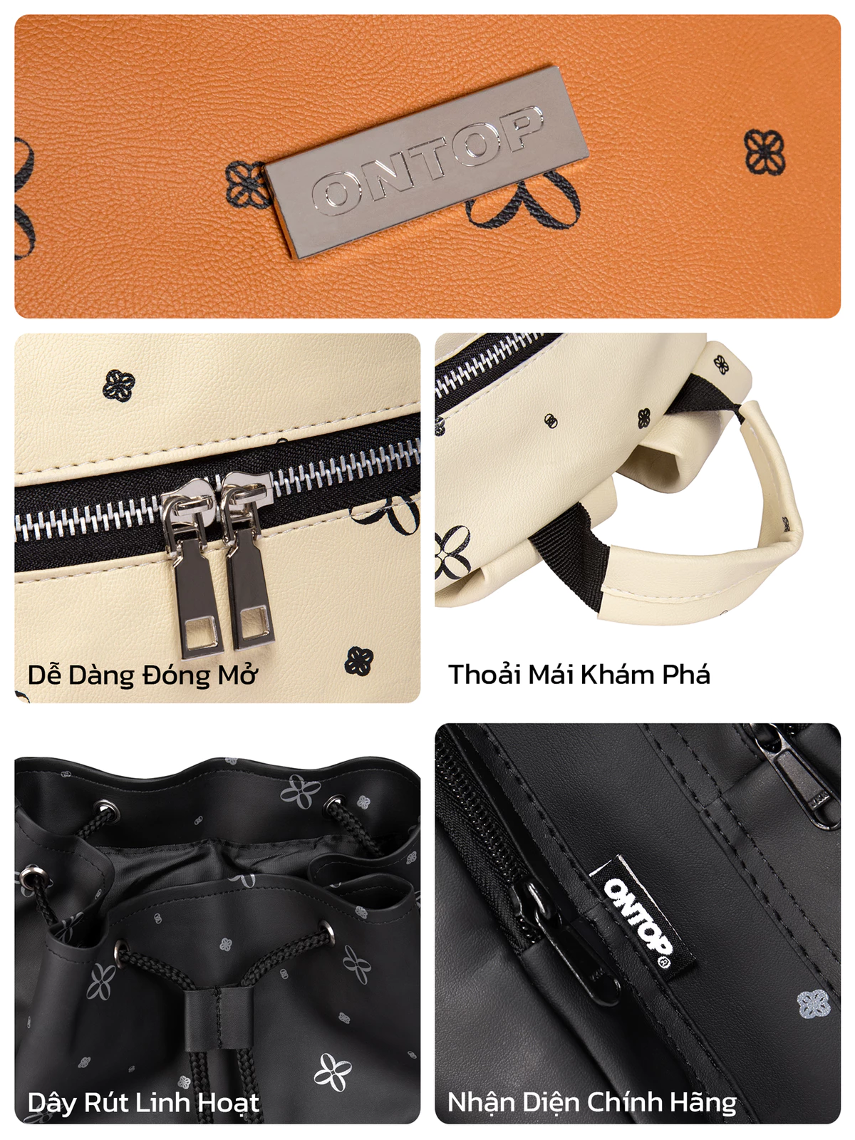 Balo đi học local brand nam nữ ONTOP chất da nhiều màu chống nước, canvas nhiều ngăn đựng laptop Level Backpack
