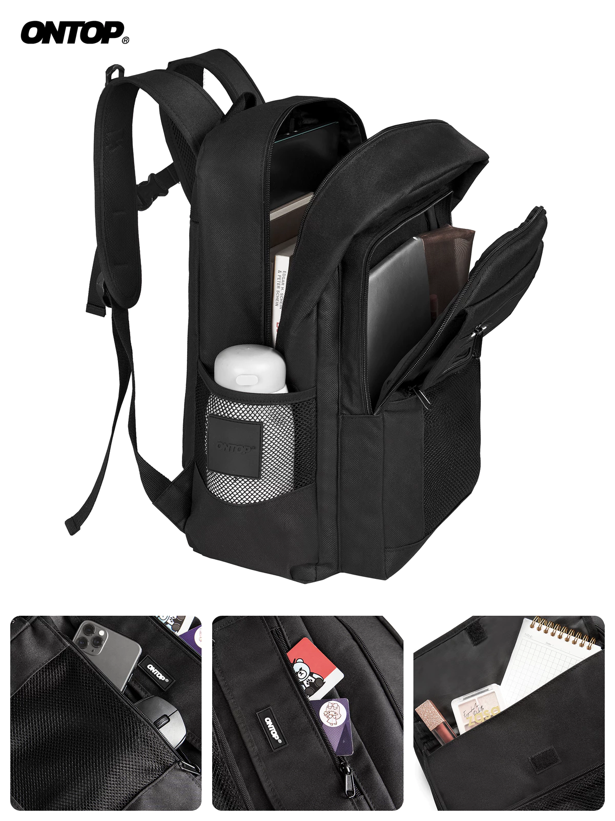 Balo vải canvas nam nữ local brand ONTOP chống gù lưng, có chống sốc laptop 15.6 inch | O-P68