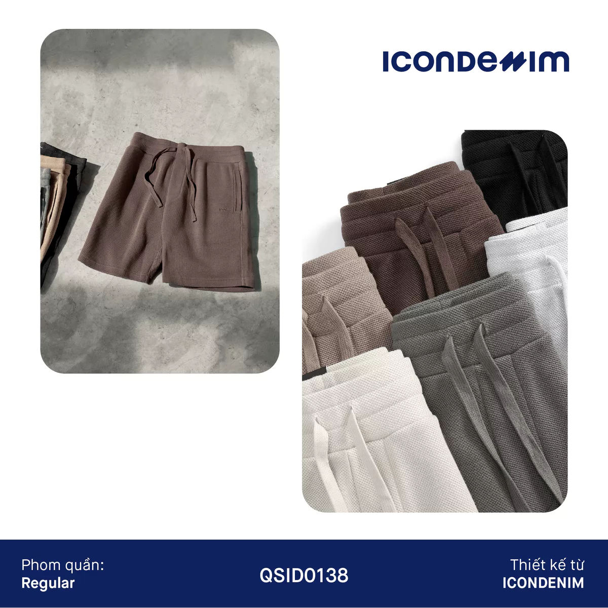 Quần Short Nam ICONDENIM Pique Regular QSID0138