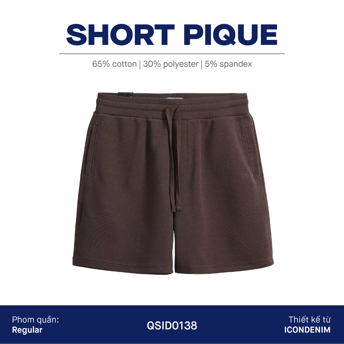 Quần Short Nam ICONDENIM Pique Regular QSID0138