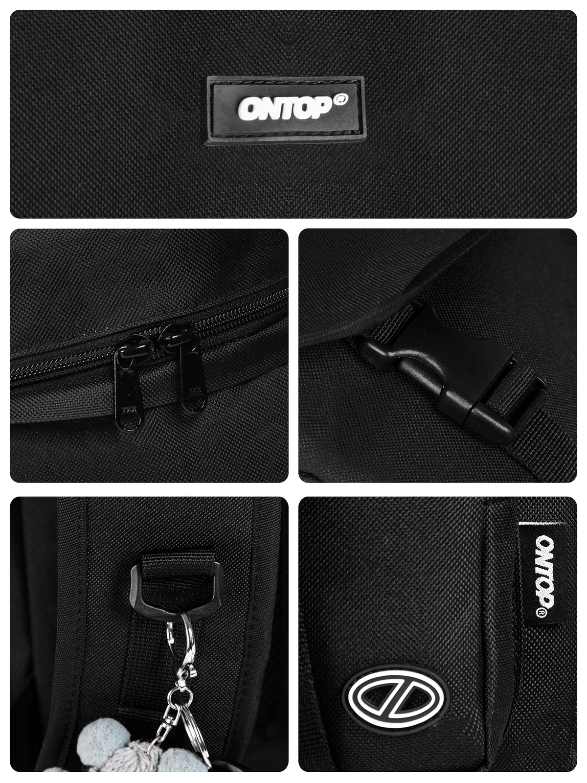 Balo vải canvas chống gù ONTOP canvas nhiều ngăn đựng vừa laptop 15.6inch màu đen Buckle Backpack Pos-Pro | O-P66
