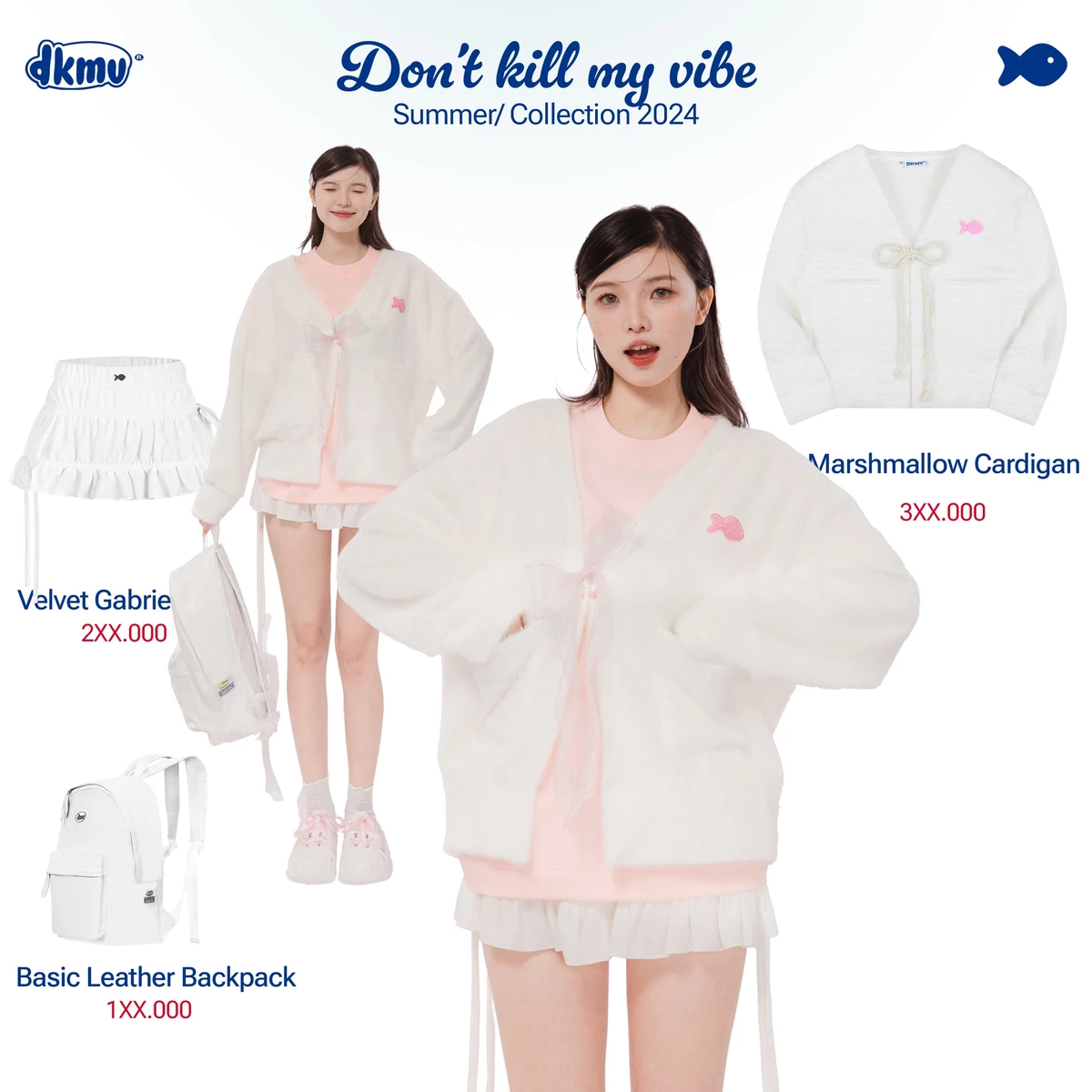 Áo Cardigan Crop DKMV chất len lông dày màu hồng, trắng đáng yêu Marshmallow Cardigan | K21-AK3