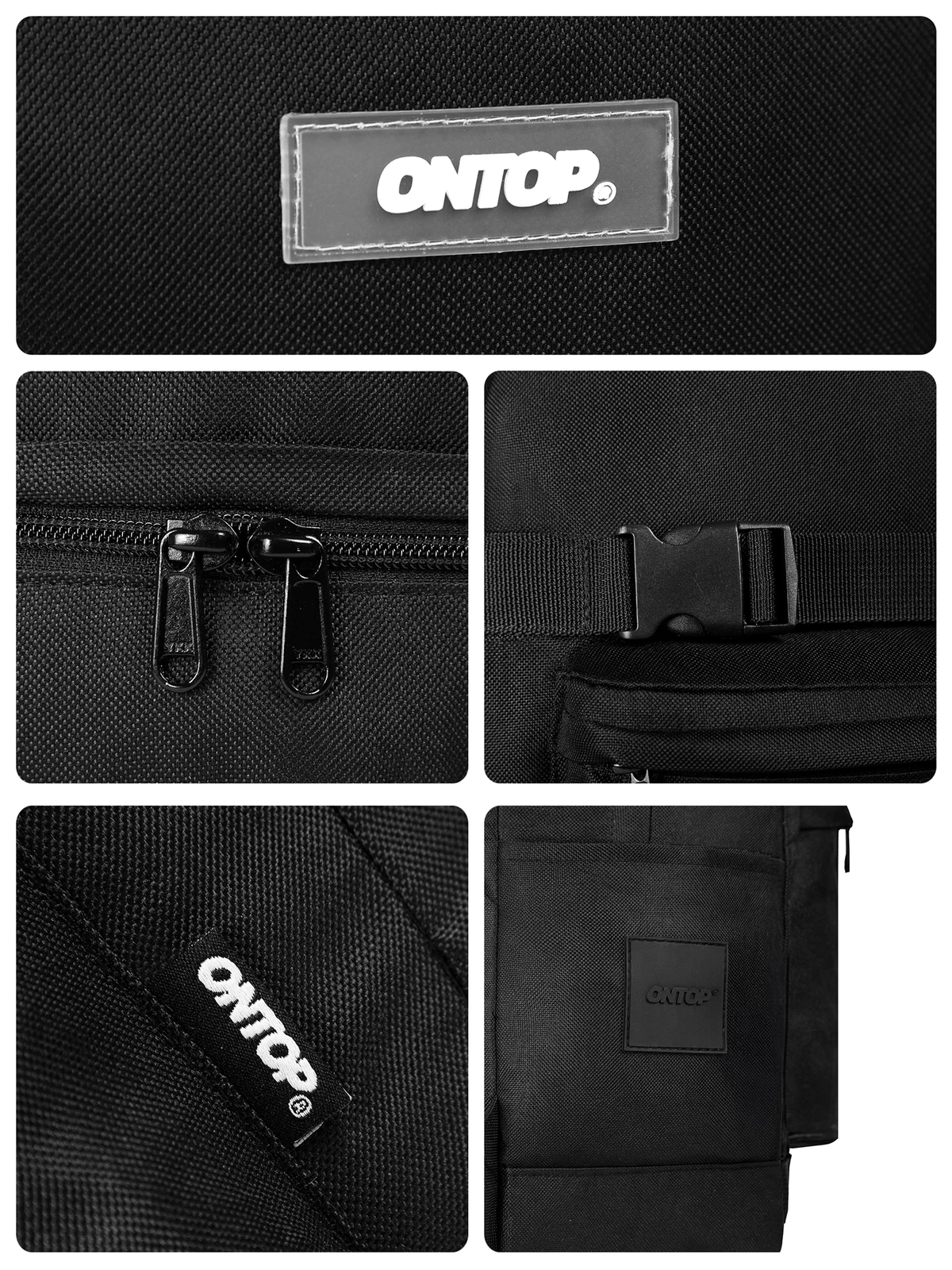 Balo canvas local brand nam nữ ONTOP đen xám nhiều ngăn đựng laptop, khóa gài ván trượt Defense Backpack | O-P35