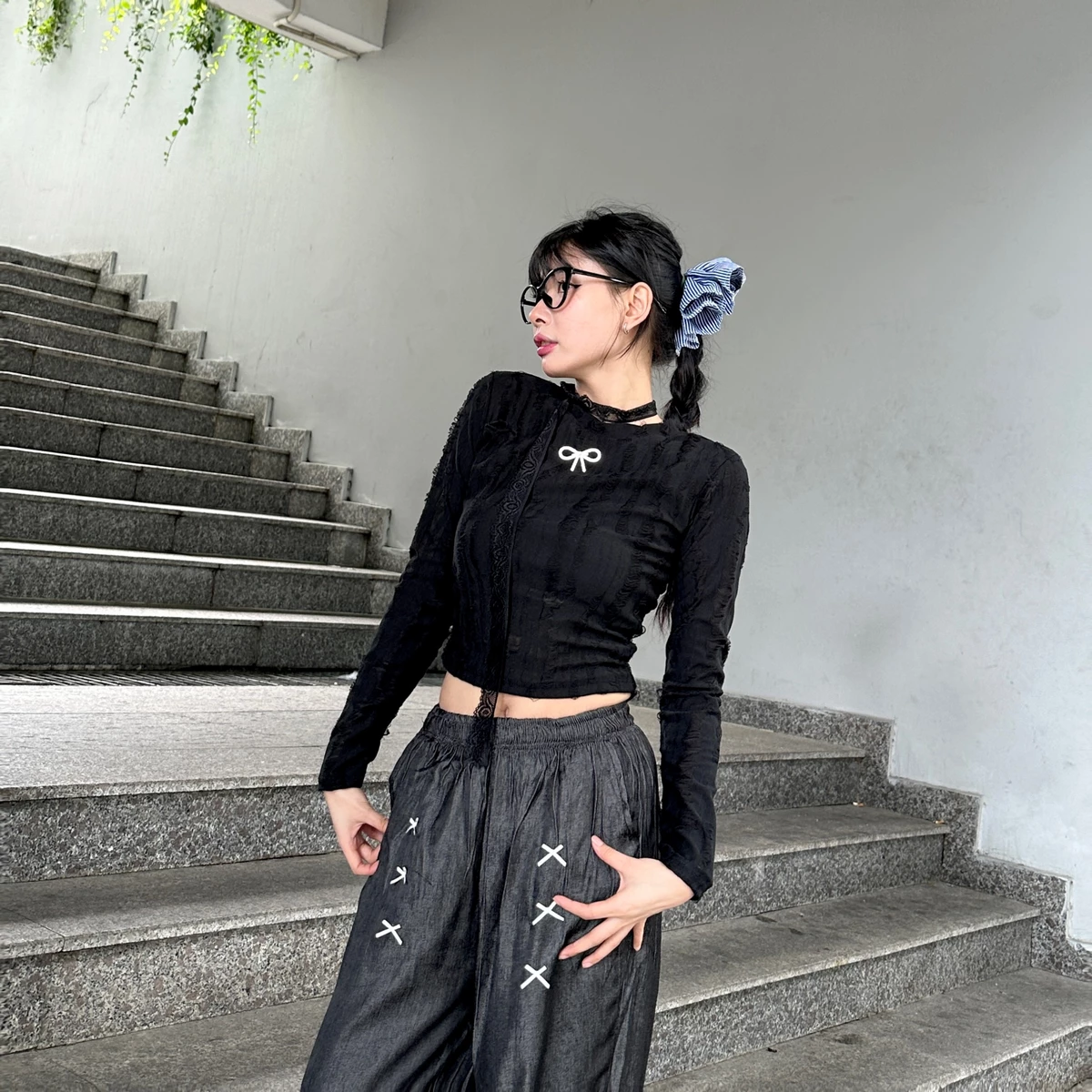 ÁO BODY COTTON CÀO RÁCH LOLITA PHONG CÁCH COQUETTE MIX