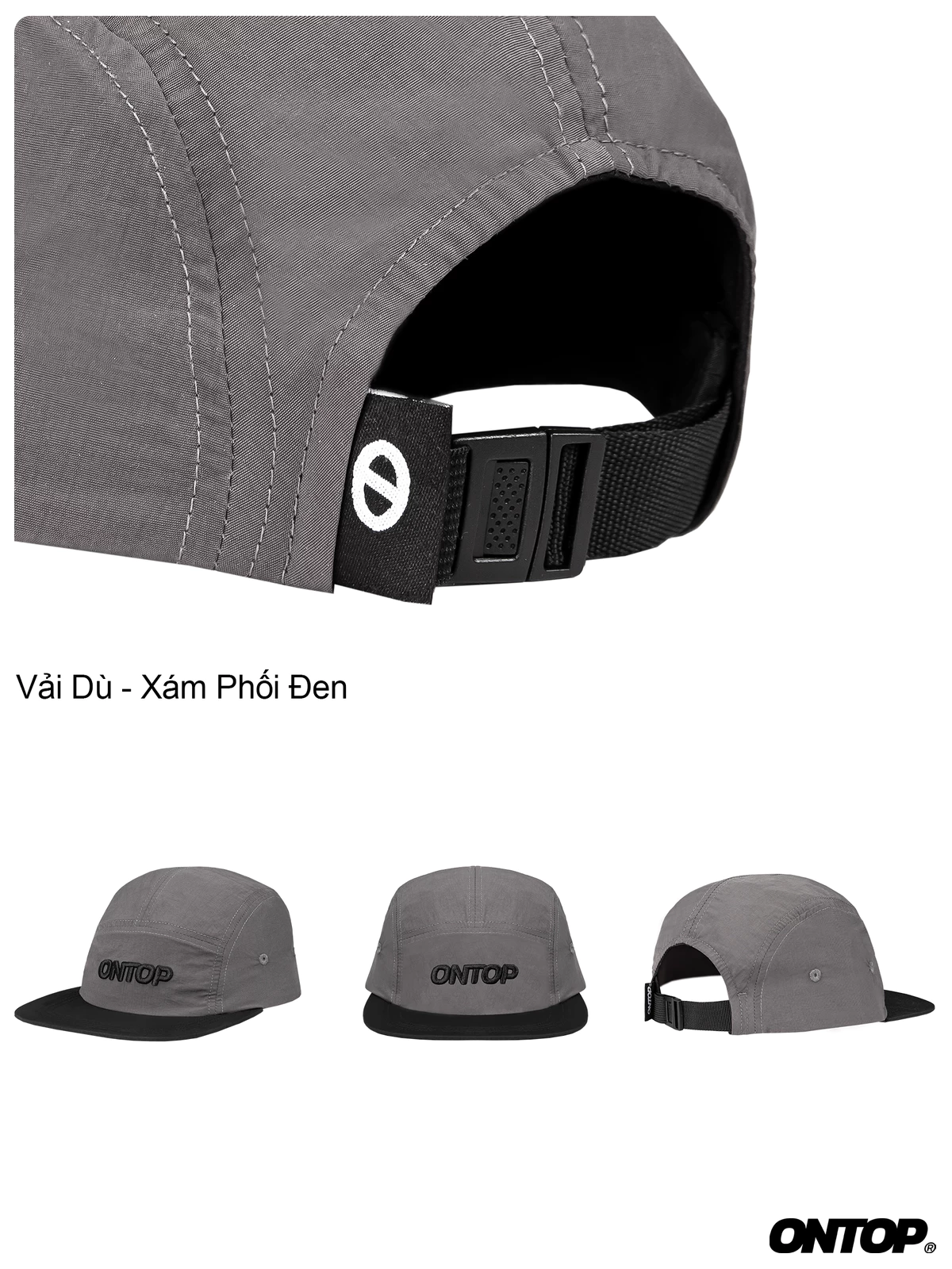 Mũ snapback xám local brand ONTOP có khóa điều chỉnh vòng đầu, lưỡi trai cho nam nữ | O-C1