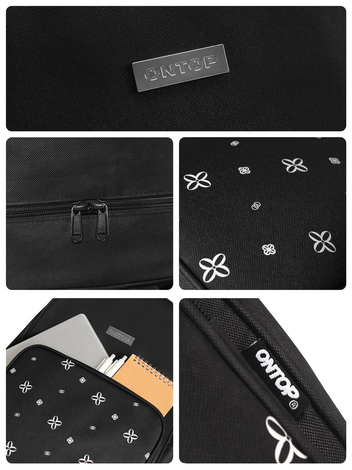 Balo họa tiết canvas local brand ONTOP nhiều ngăn đựng vừa laptop 14.3inches màu đen Level backpack | O-P29