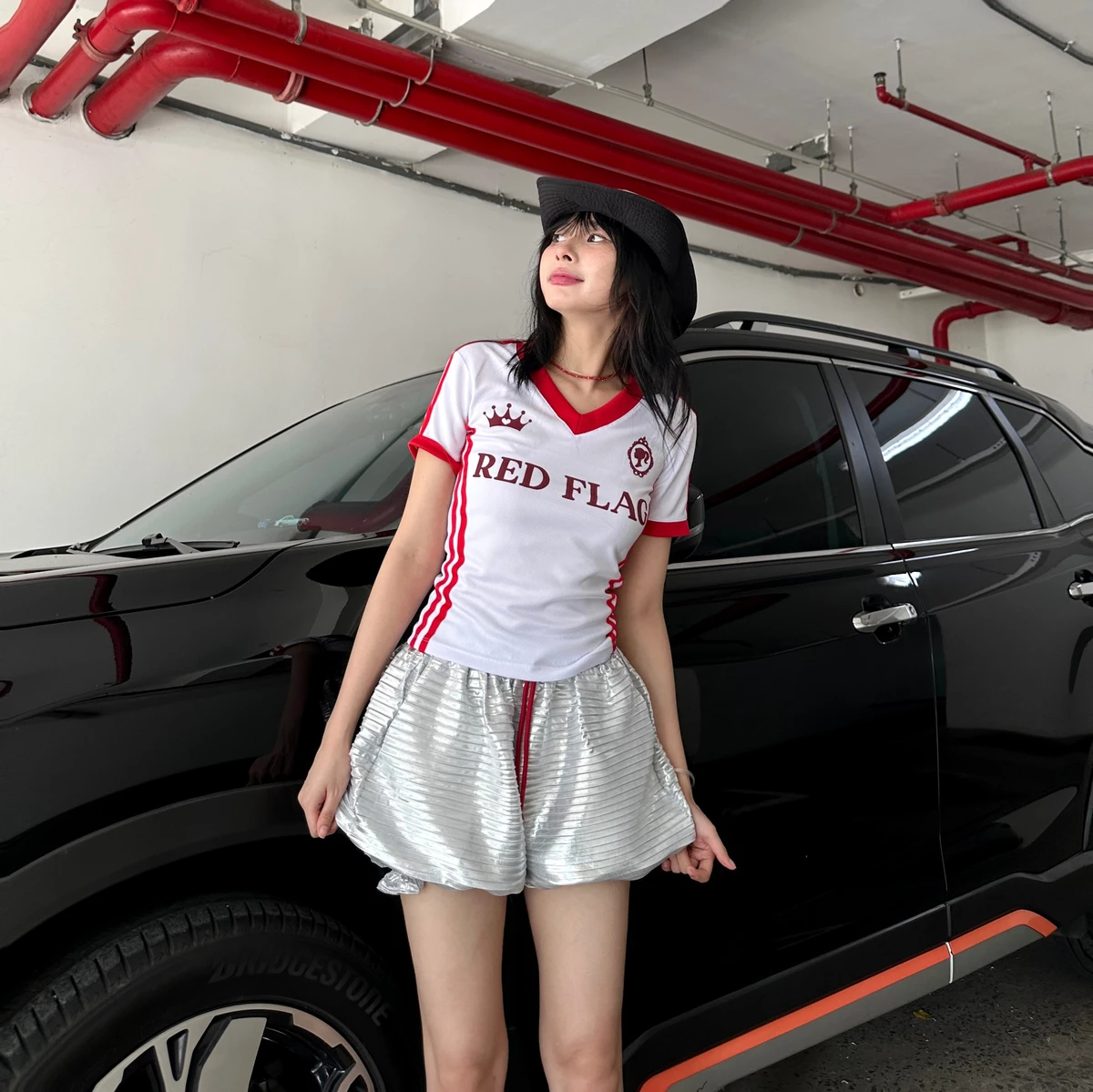 Set đồ nữ Thể Thao Áo body và Quần bí REDFLAG FFCLUB MIX chất liệu Cotton co giãn