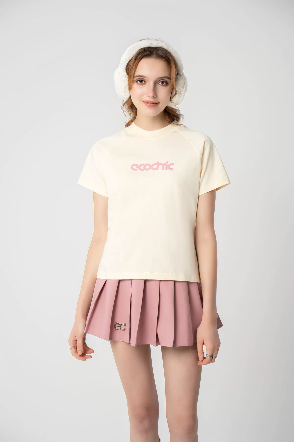 Chân Váy Xếp Ly Dáng Xoè Ngắn ECOCHIC Tennis Skirt Trắng Đen Xám Hồng Nâu Có Lót Trong New F537