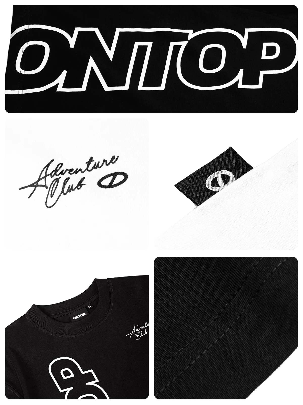 Áo thun cổ tròn nam nữ in chữ basic ONTOP vải cotton thoáng mát màu đen, trắng local brand Elongation Tee | O-T9