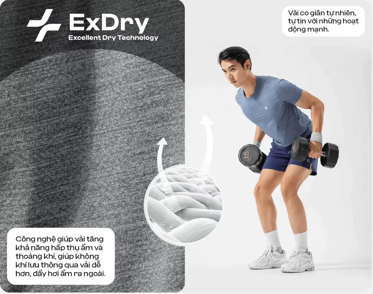 Set GYM Áo thun thể thao Melange Exdry và Quần Short 5 inch Essentials co giãn Coolmate