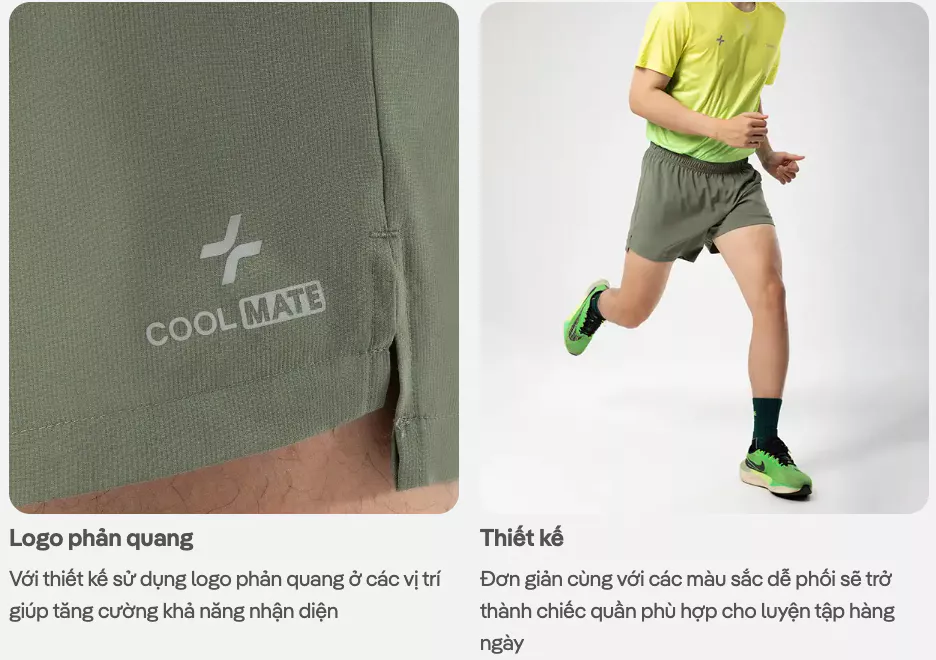 Quần short nam thể thao chạy bộ Running Essentials 5 inch thoải mái, co giãn, thấm hút Coolmate