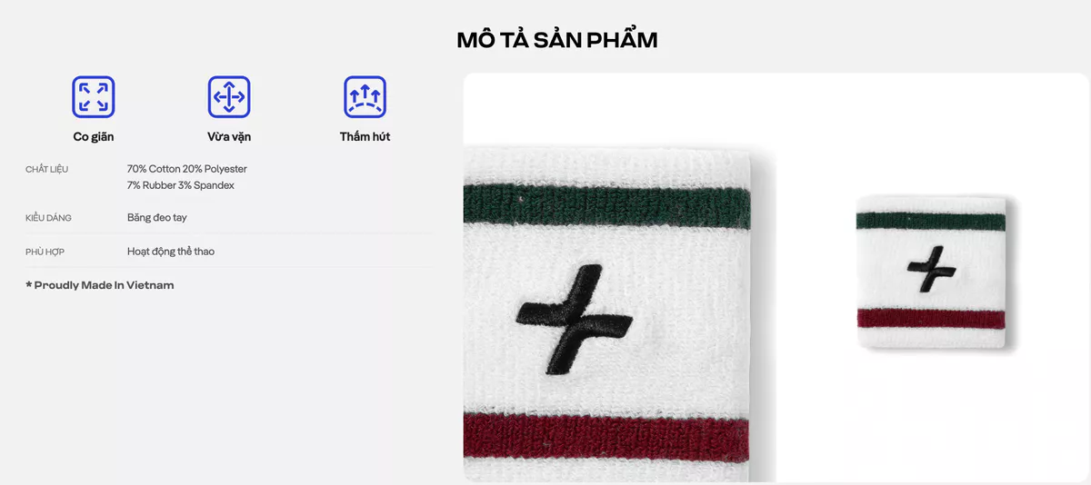 Băng đeo cổ tay thể thao co giãn, thấm hút Coolmate