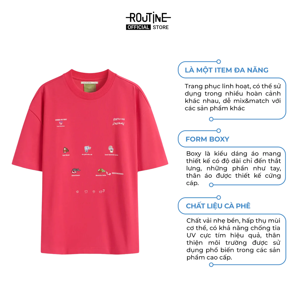 [ĐƠN 699K TẶNG VỚ] Áo Thun Tay Ngắn Vải S.Cafe In Patch Form Boxy - Routine 10S25TSS048