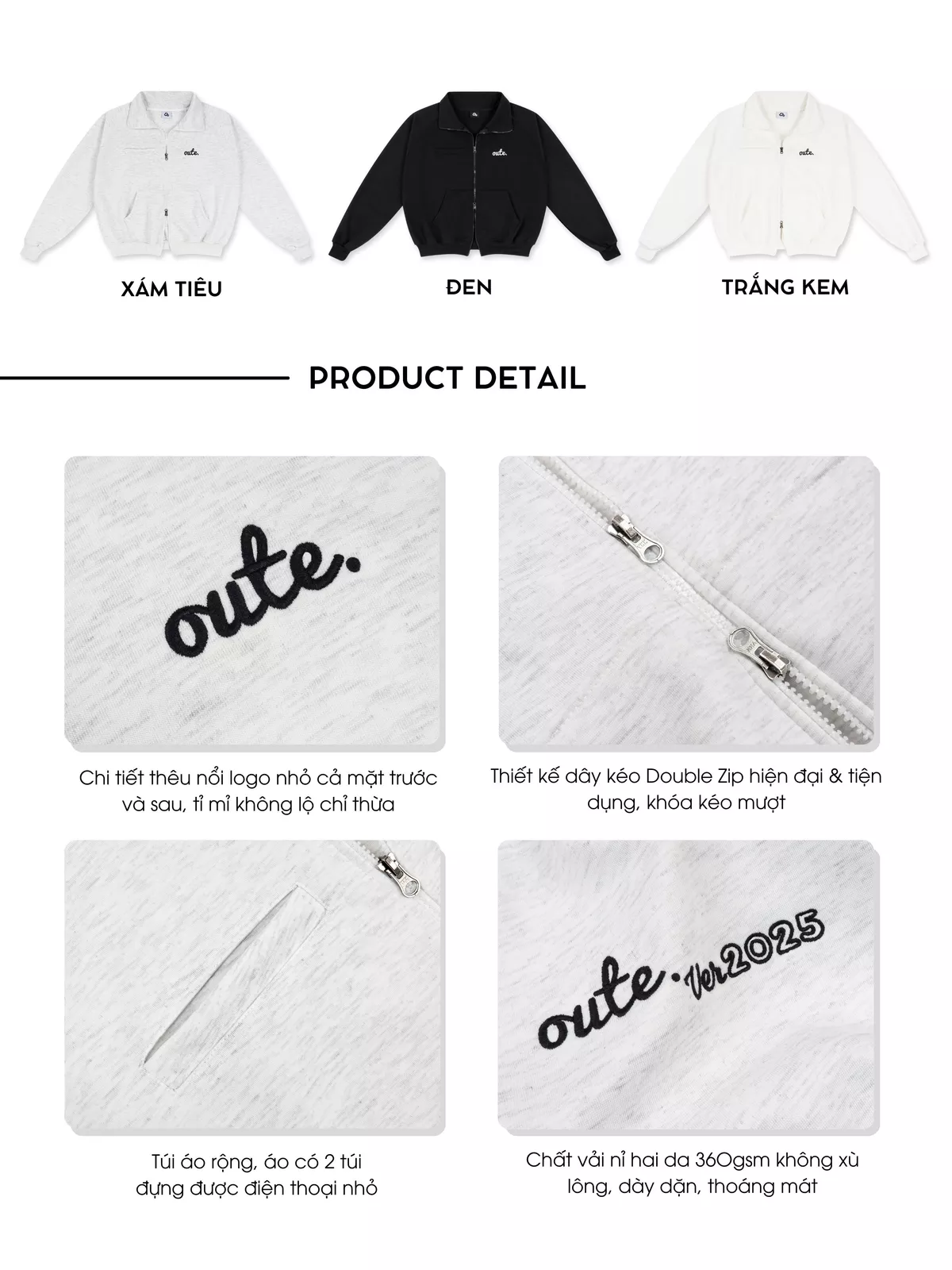 [KHÔNG XÙ LÔNG] Áo Jacket Outerity Classic Nỉ Hai Da 360gsm Unisex Local Brand / Dreamer Collection