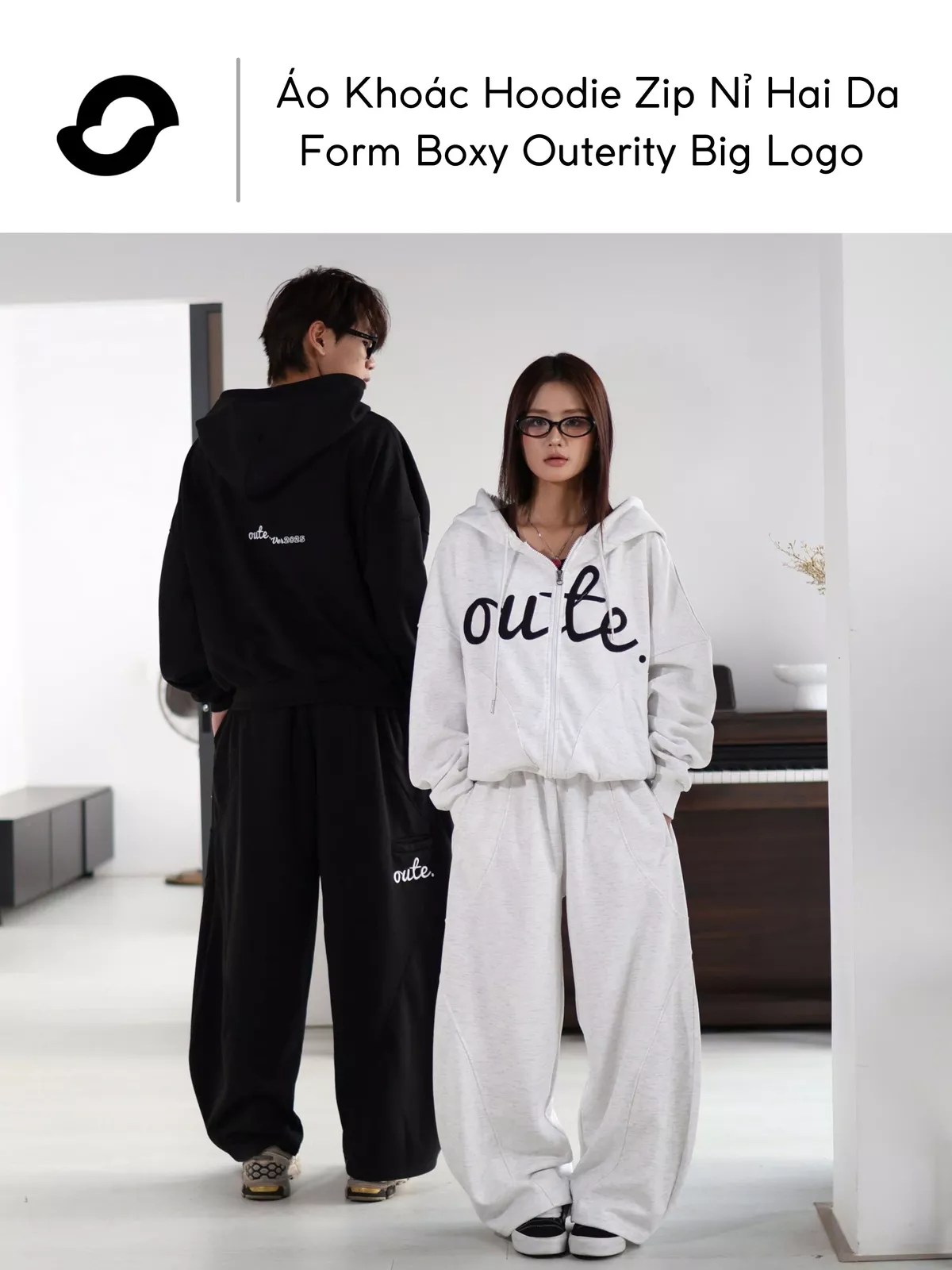 Áo Khoác Nỉ Hoodie Zip Outerity Big Logo Form Boxy Nỉ Hai Da Unisex Nam Nữ / Dreamer Collection
