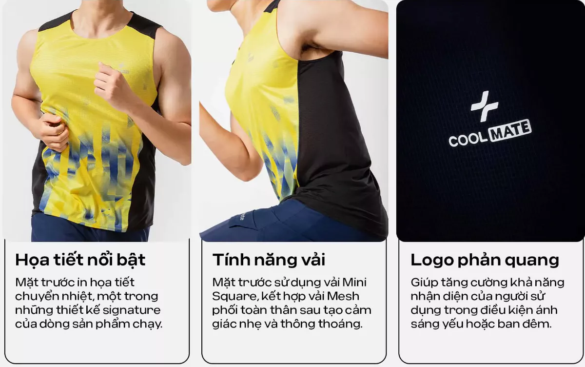 Set đồ chạy bộ thể thao Áo Singlet Advanced Vent Tech và Quần Maxcool thoáng khí Coolmate