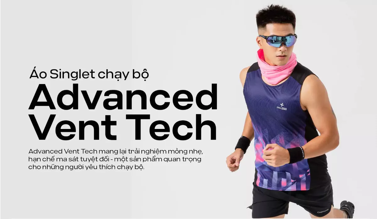 Set đồ chạy bộ thể thao Áo Singlet Advanced Vent Tech và Quần Maxcool thoáng khí Coolmate