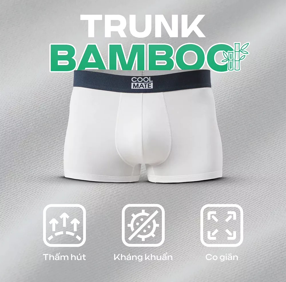 Combo 5 quần lót sịp nam trunk bamboo mềm mại, kháng khuẩn, thấm hút Coolmate [Màu ngẫu nhiên]