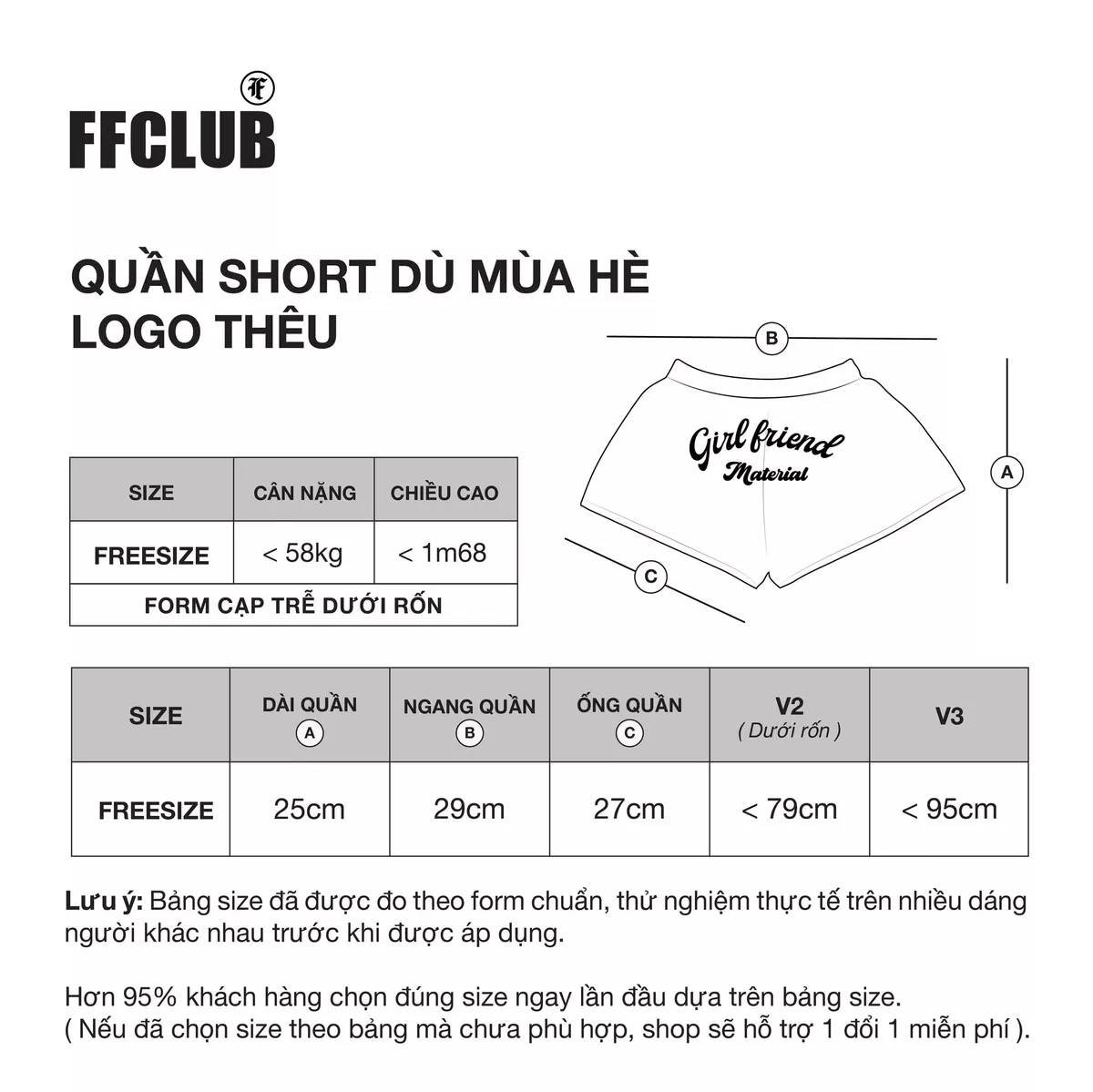 QUẦN SHORT DÙ MÙA HÈ LOGO THÊU GIRL FRIEND FFCLUB