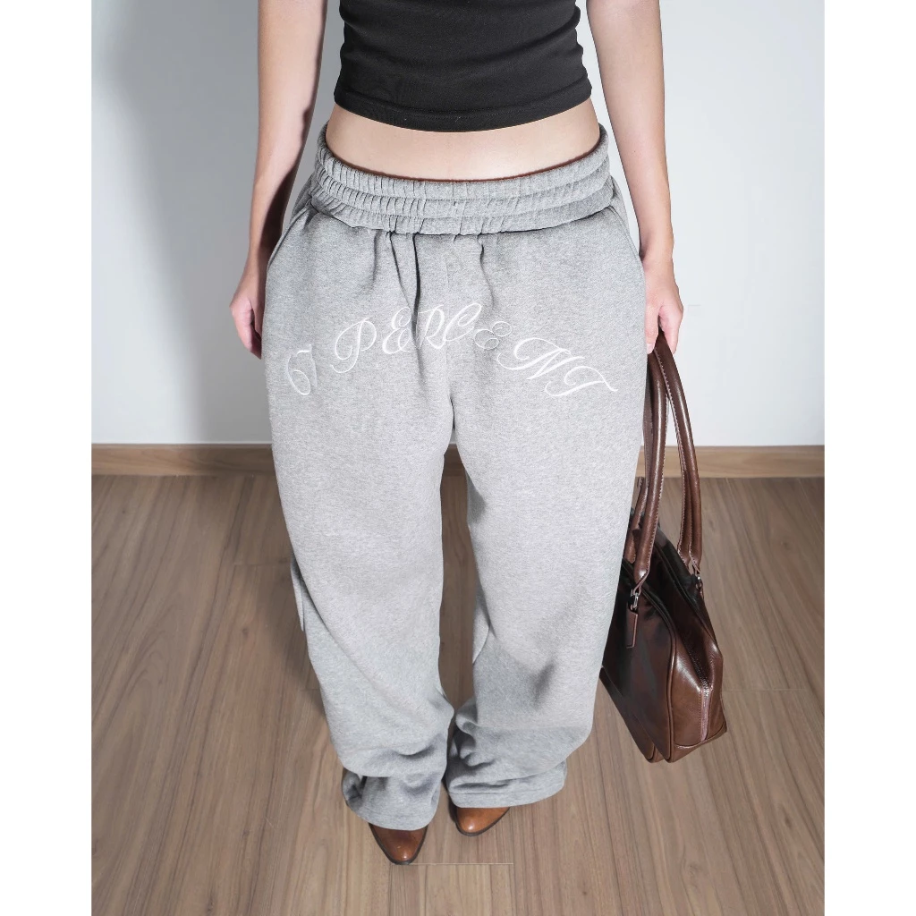 Quần Dài Sweat Pant Màu Xám 67PERCENT / 67% Chất Liệu Cotton Thêu Logo - CROTCH EMBROIDERY SWEATPANTS