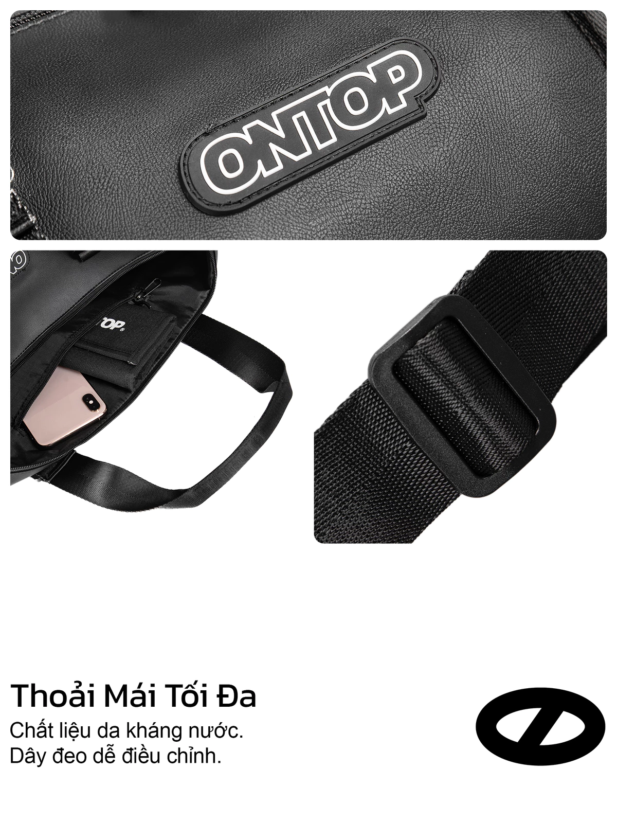 Túi du lịch chống nước da ONTOP có ngăn đựng giày xách và đeo chéo | O-B75