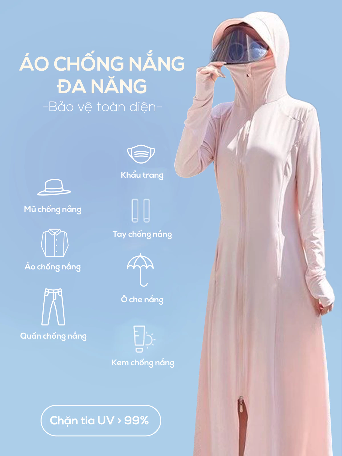 Áo Chống Nắng Nam Nữ Dáng Ngắn - Dài Chất Liệu Cao Cấp Chống Tia UV UPF50+ Co Giãn Thoáng Mát B041 B042