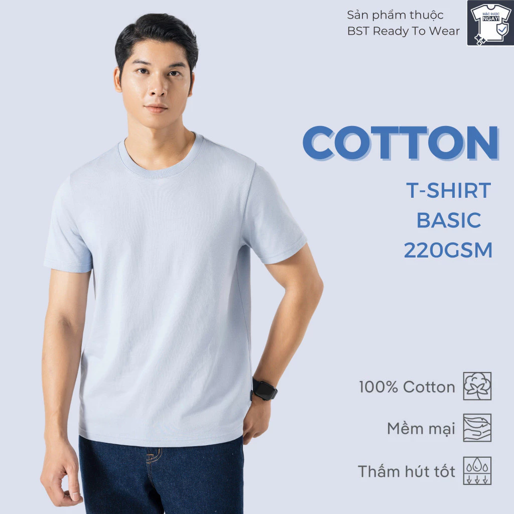 Combo 2 Áo thun nam TShirt Basic Cotton 100% 220gsm dày dặn, mềm mại, thấm hút tốt Coolmate