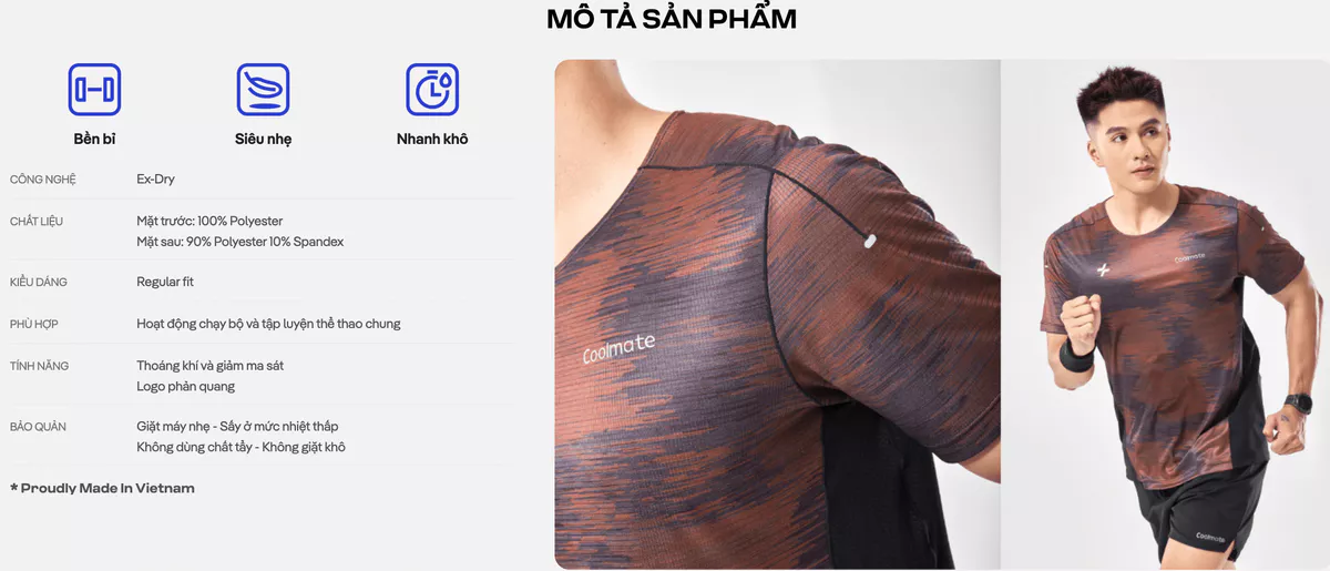 Áo thun thể thao nam chạy bộ Advanced Vent Tech Graphic Camo siêu nhẹ, bền bỉ, nhanh khô - Coolmate