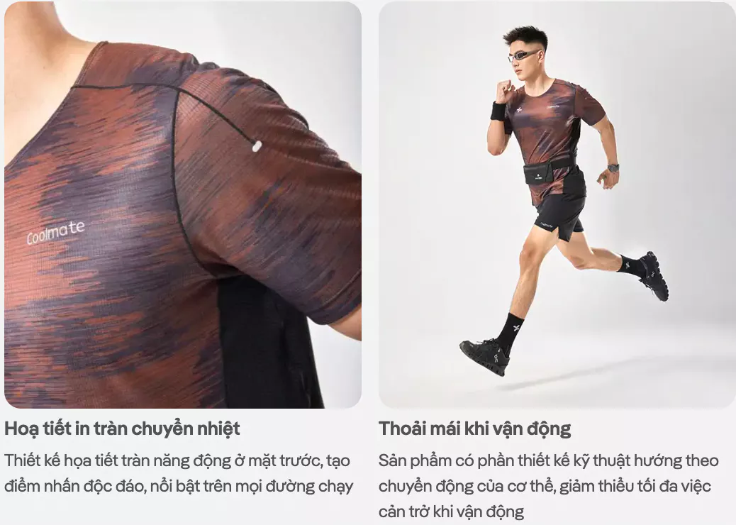 Áo thun thể thao nam chạy bộ Advanced Vent Tech Graphic Camo siêu nhẹ, bền bỉ, nhanh khô - Coolmate