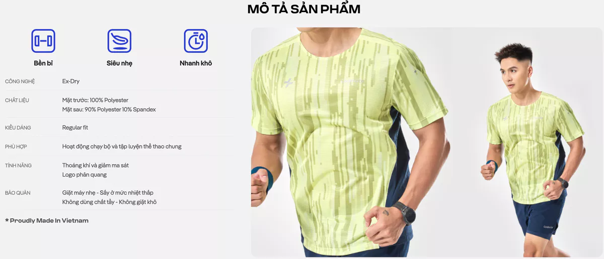 [MUA 2 GIẢM 5%]Áo thun thể thao nam chạy bộ Advanced Vent Tech Graphic Pixel siêu nhẹ giảm ma sát tối đa - Coolmate