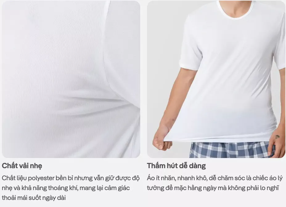 Áo thun Excool nam mặc nhà, áo mặc trong mềm mại, thoáng khí, thấm hút Coolmate